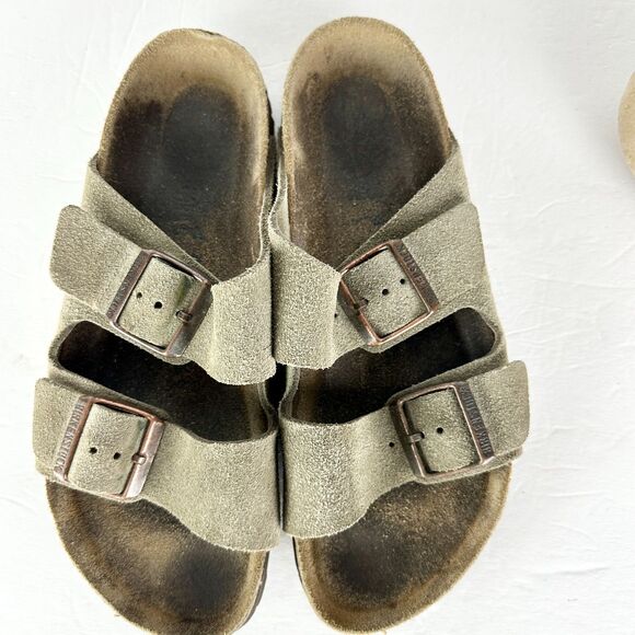 Birkenstock Arizona Suede Leather Sandals Size 38 US 7.5 Taupe - Picture 5 of 8